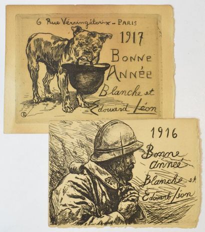 null LÉON Édouard Henri (1873-1968)

Ensemble de deux cartes de voeux WW1 :

" 1916...