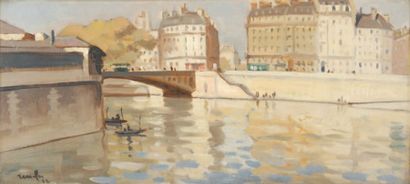 Raymond RENEFER La Seine à Grenelle,1922 Huile sur toile, signée et datée en bas...