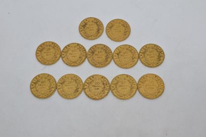null Ensemble de douze pièces en or de type Napoléon tête nue 1857 A.

Poids : 77,05...