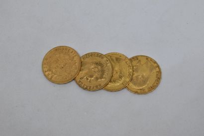 null Ensemble de quatre pièces en or de type Napoléon tête nue 1860 BB.

Poids :...