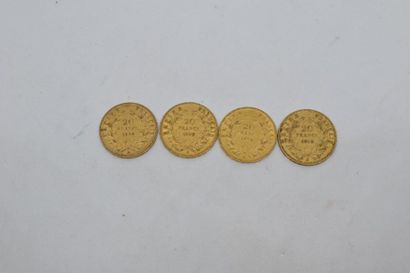 null Ensemble de quatre pièces en or de type Napoléon tête nue 1859 A.

Poids : 25,65...