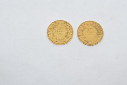 null Ensemble de deux pièces en or de type Napoléon tête nue 1853 A.

Poids : 12,80...