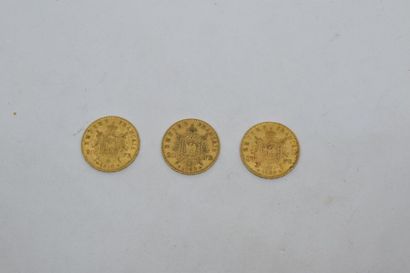 null Ensemble de trois pièces en or de type Napoléon tête laurée 1862 BB - 1864 BB...