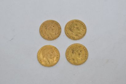 null Ensemble de quatre pièces en or de type Napoléon tête laurée 1868 A.

Poids...