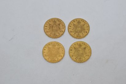 null Ensemble de quatre pièces en or de type Napoléon tête laurée 1868 A.

Poids...