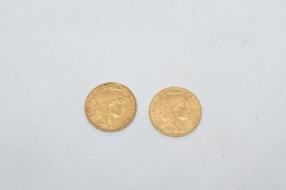 null Ensemble de deux pièces en or de type Coq 1904 - 1905.

Poids : 12,90 g.

