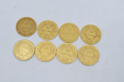 null Lot de 8 pièces, Ier Empire (1804 -1814) 20 Francs or 8 exemplaires tête laurée...