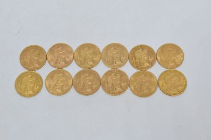 null Lot de 12 pièces. IIIème République (1870-1940) 20 Francs type Génie 12 exemplaires....