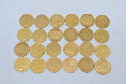 null Lot de 24 pièces 10 Francs or : Second Empire (1852-1871) 11 exemplaires tête...
