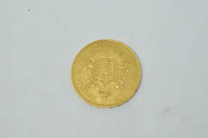 null Pièce en or de 100 Francs Napoléon III tête nue. (1855 A)

TTB. 

Poids : 32.22...