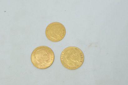 null Lot de 3 pièces en or comprenant : 

- 10 Francs Marianne (1910) TTB 

- 10...