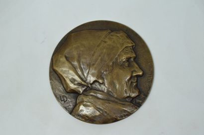 null Médaille à double face en bronze, signé de DESVIGNES

Av : Portrait de profil...
