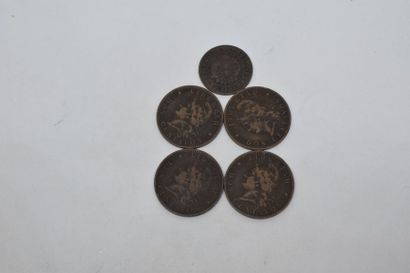 null ARGENTINE. Ensemble de pièces en bronze : un centavo 1885, dos centavos 1890...