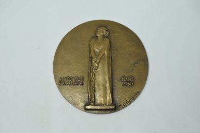 null Médaille uniface en bronze commémorant l'Autriche, par Maurice 

Delannoy.

L'avers...