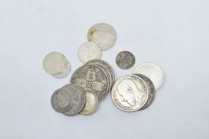null Ensemble de pièces en argent européennes, majoritairement fin XIXème dont 1...