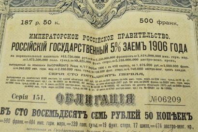 null Lot d'emprunts russes : deux de 1898, neuf de 1907 et trois de 1914. 