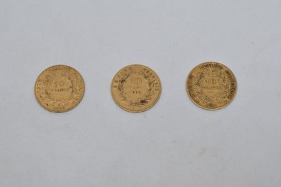 null Trois pièces en or de 10 francs

Cérès IIème République 1851 A

Avers : tête...
