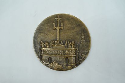 null Médaille à double face en bronze, signé de DESVIGNES

Av : Portrait de profil...