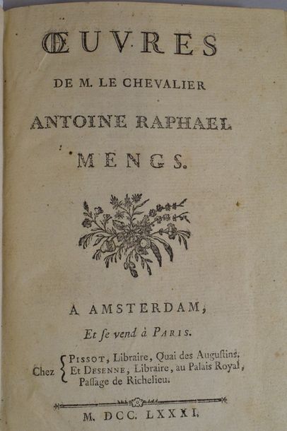 null MENGS (Antoine-Raphaël). Œuvres. Amsterdam, Paris, Pissot, Desenne, 1781. In-8,...