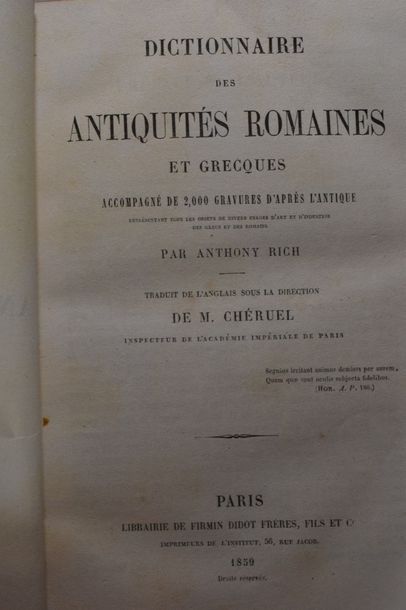 null RICH (Anthony). Dictionnaire des antiquités romaines et grecques accompagné...