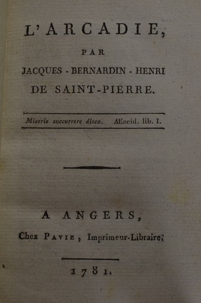 null BERNARDIN DE SAINT-PIERRE (Jacques-Henri). L'Arcadie. Angers, Pavie, 1781. In-12,...