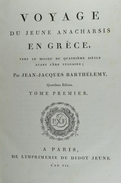 null BARTHÉLEMY (Jean-Jacques). Voyage du jeune Anacharsis en Grèce, vers le milieu...