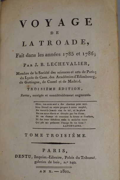 null LECHEVALIER. Voyage de la Troade, fait dans les années 1785 et 1786. Troisième...