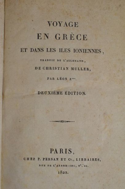 null MULLER. Voyage en Grèce et dans les îles Ionniennes. Deuxième édition. Paris,...