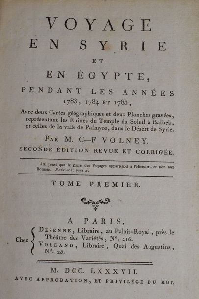 null VOLNEY. Voyage en Syrie et en Égypte, pendant les années 1783, 1784 et 1785....