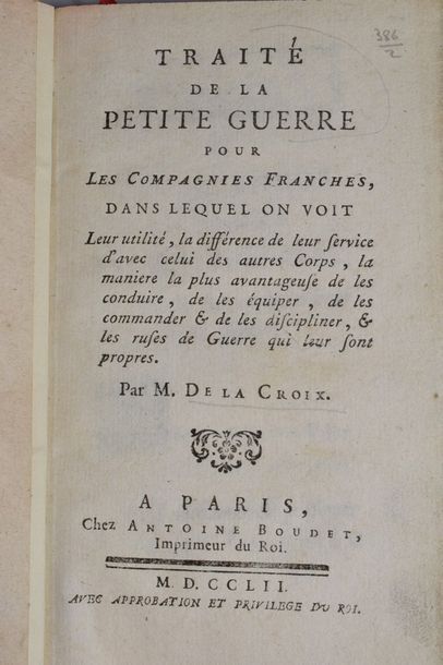 null LA CROIX (de). Traité de la petite guerre pour les compagnies franches [...]....