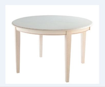 null Table ronde à patine blanche avec sa rallonge 

75 x 120 x 47.5 cm 

L de la...