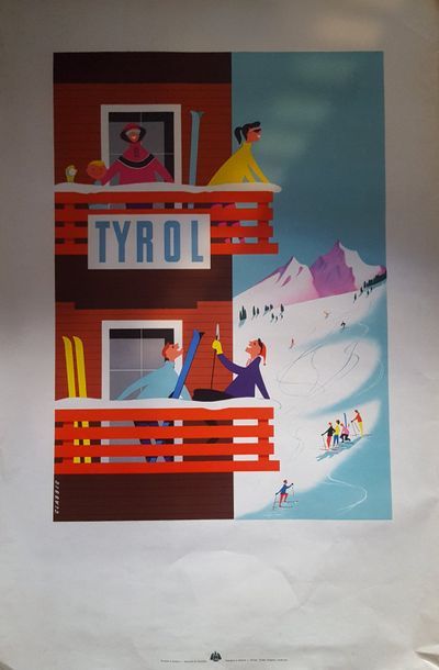 null TYROL. Printed in Austria. Dim. : 97,60 x 64,50 cm. Rousseurs sur le bas.