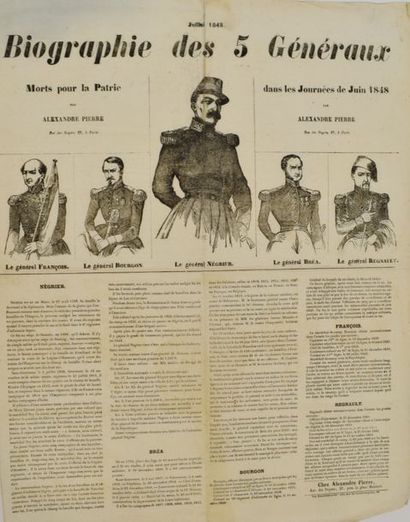 null [ Militaria ] [ Seconde République ] 

Affiche " Biographie des cinq généraux...