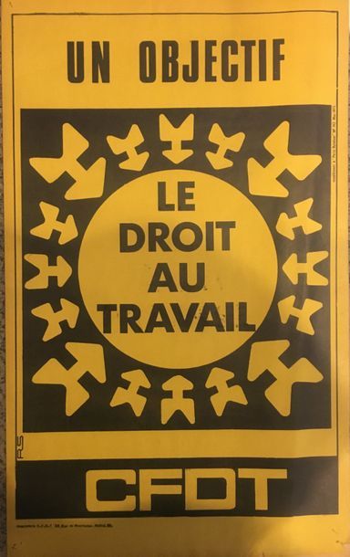 null C.F.D.T. Ensemble de quatre affiches :

ACTION pour le DROIT au TRAVAIL - CONTRE...