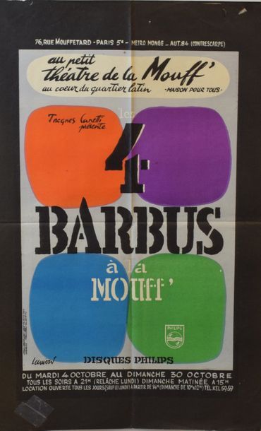 null AU PETIT THEATRE DE LA MOUFF'. Affiche CIRCA 1960.

4 BARBUS à la Mouff'. D'ap....