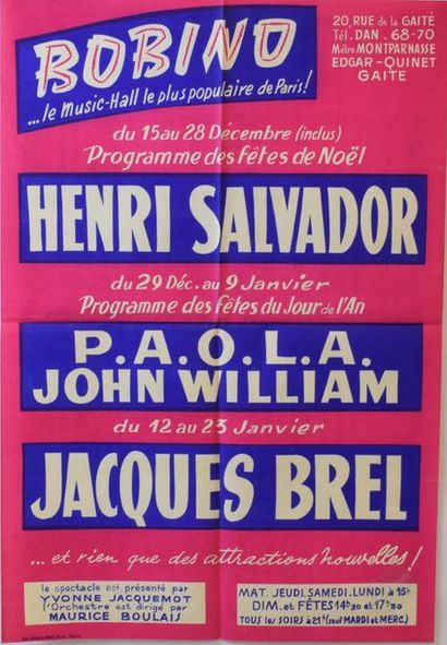 null BOBINO le music-hall le plus populaire de Paris. Affiche CIRCA 1960.

Du 15...