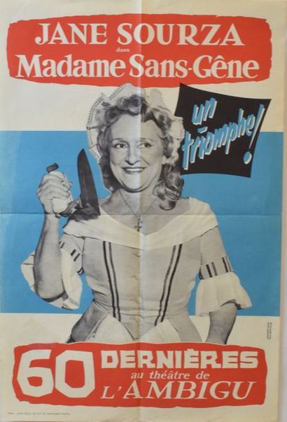 null THEATRE DE L'AMBIGU. Affiche CIRCA 1960.

Jane Sourza dans Madame Sans-Gêne....