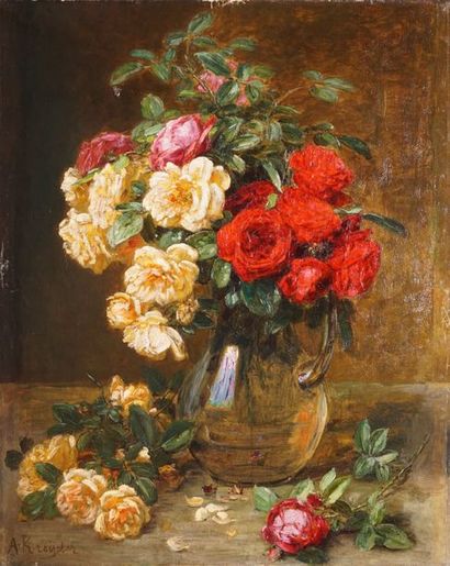 KREYDER Alexis, 1839-1912 
Vase de roses...
