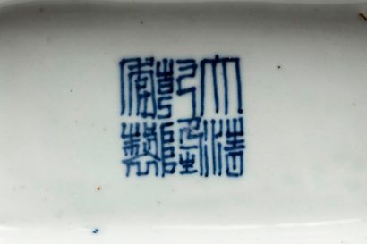 null Chine XIXe- XXe. 

Importante Gourde bianhu en porcelaine, à décor en bleu sous...