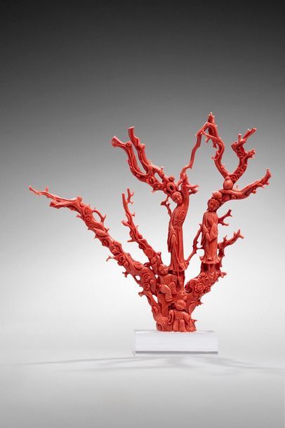 null Chine, XXe siècle

Groupe en corail rouge et orange à quatre branches, sculpté...