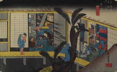 null Hiroshige (1797-1858), lot de six estampes, dont oban tate-e de la série du...