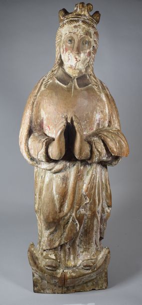 null Vierge de l'Assomption en bois sculpté avec restes de polychromie.

Espagne,...