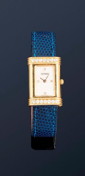 null OJ PERRIN

No. 0719

Montre bracelet de dame en or et diamants. Boîtier rectangulaire,...