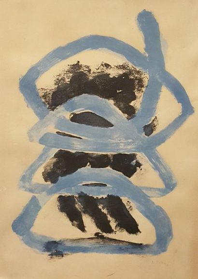null SUGAI Kigoro, 1919-1996, 

Sans titre bleu, 

lithographie en couleurs (insolation,...