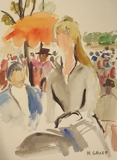 null GALLET Hélène (1905-1987)

Femme dans la foule 

Crayon et aquarelle signé en...