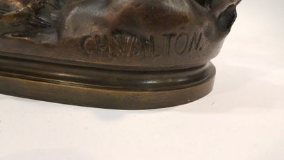 null VALTON Charles (1851-1918) 

Chiens de Berger 

Bronze à patine doré et médaille,...