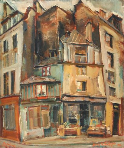 Boris PASTOUKHOFF Rue Galande, Paris1952 Huile sur toile, signée et datée en bas...
