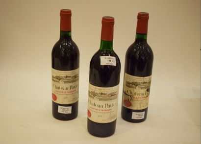 null 3 bouteilles CH. PAVIE, 1° Grand cru St-Emilion 1975 (1 J; ea & es) 	


