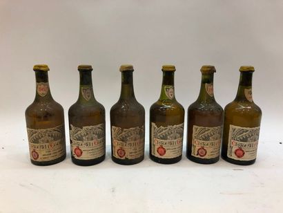 null 6 bouteilles VIN JAUNE Château L'Étoile [1 ea SM, 3 de 1955, es, 1 LB, 1 MB,...