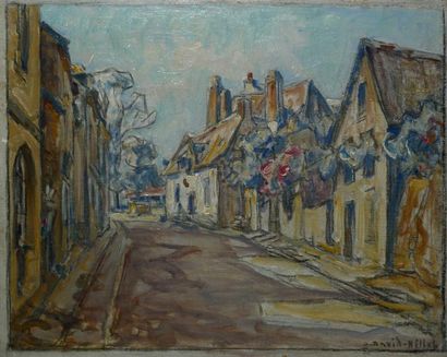 DAVID-NILLET Germain, 1861-1932 Rue de village Huile sur toile (manque et bordure...